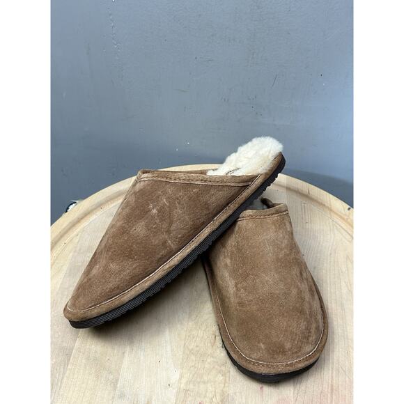 Staheekum Alpine Slipper Mens Size 11 Sherpa Lined Wheat Tan Pig Suede - Picture 1 of 9